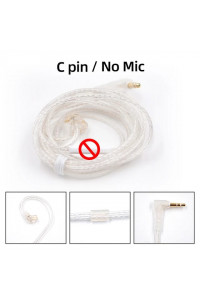 CABLE KZ KZ 3.5mm High Purity Silver Plated Upgrade Earphone Cable Hifi Headset Detachable Cable for KZ Earphones ZEX PRO, ZSN PRO X  - C PIN cable sin micrófono