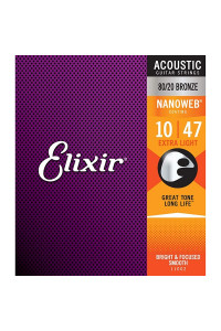 Cuerda Acustica Elixir Nanoweb 10-47 Extra Light 80/20 Bronze