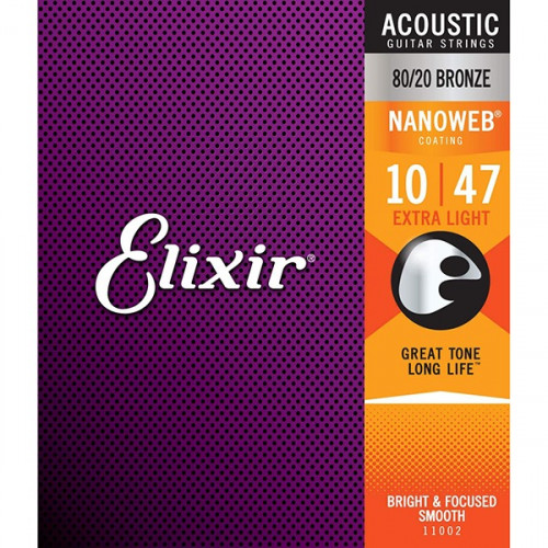 Cuerda Acustica Elixir Nanoweb 10-47 Extra Light 80/20 Bronze