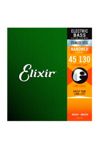 Cuerda Bajo Electrico Elixir 14777 Nanoweb - Escala Larga 5 Cuerdas .045-.130