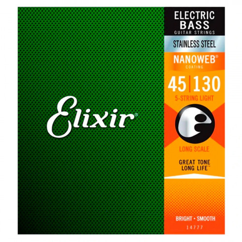 Cuerda Bajo Electrico Elixir 14777 Nanoweb - Escala Larga 5 Cuerdas .045-.130