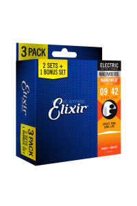 Cuerda Elixir Strings 16540 Nanoweb Electric Guitar Strings - .009-.042 Super Light 3-pack
