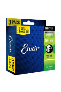 Cuerda Elixir Strings 16550 Optiweb Electric Guitar Strings - .009-.042 Super Light 3-pack