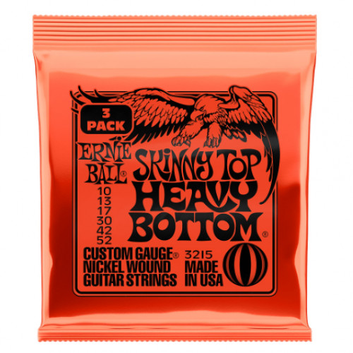 Cuerda Ernie Ball Skinny Top Heavy Bottom Cuerda Ernie Balla Slinky Nickel Wound Electric Guitar Strings 10-52 Gauge - 3 Pack