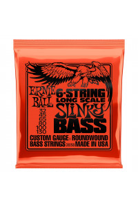 CUERDA ERNIE BALL SLINKY NICKEL WOUND LARGA ESCALA 6 CUERDAS DE BAJOS ELÉCTRICOS CALIBRE 32-130
