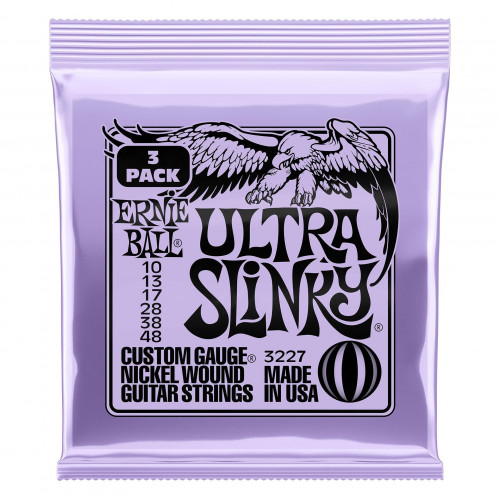 Cuerda Ernie Ball Ultra Slinky Nickel Wound Electric Guitar Strings 10-48 Gauge - 3 Pack