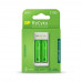 GP Cargador Recyko con Dos Ranuras para Baterías AA / AAA + 2 Baterías NiMH 2100 mAh