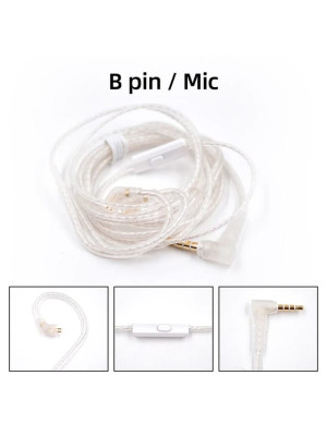 CABLE KZ KZ 3.5mm High Purity Silver Plated Upgrade Earphone Cable Hifi Headset Detachable Cable for KZ Earphones ZEX PRO, ZSN PRO X  - B PIN cable con micrófono