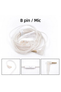 CABLE KZ KZ 3.5mm High Purity Silver Plated Upgrade Earphone Cable Hifi Headset Detachable Cable for KZ Earphones ZEX PRO, ZSN PRO X  - B PIN cable con micrófono