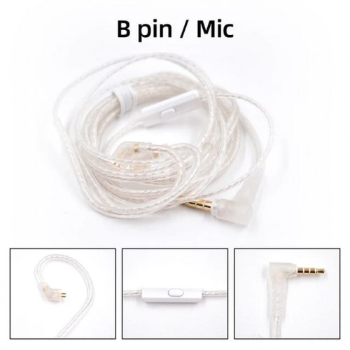 CABLE KZ KZ 3.5mm High Purity Silver Plated Upgrade Earphone Cable Hifi Headset Detachable Cable for KZ Earphones ZEX PRO, ZSN PRO X  - B PIN cable con micrófono