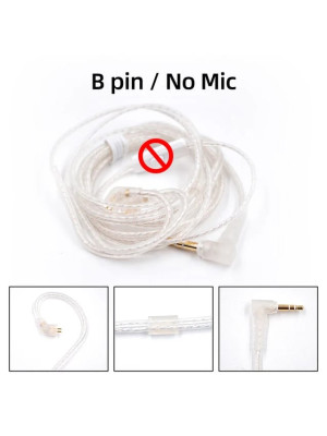 CABLE KZ KZ 3.5mm High Purity Silver Plated Upgrade Earphone Cable Hifi Headset Detachable Cable for KZ Earphones ZEX PRO, ZSN PRO X  - B PIN cable sin micrófono