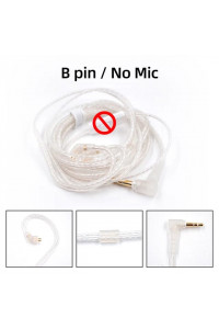 CABLE KZ KZ 3.5mm High Purity Silver Plated Upgrade Earphone Cable Hifi Headset Detachable Cable for KZ Earphones ZEX PRO, ZSN PRO X  - B PIN cable sin micrófono