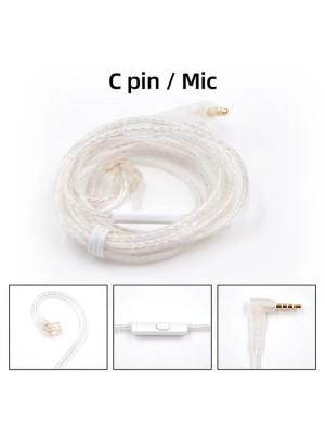 CABLE KZ KZ 3.5mm High Purity Silver Plated Upgrade Earphone Cable Hifi Headset Detachable Cable for KZ Earphones ZEX PRO, ZSN PRO X  - C PIN cable con micrófono