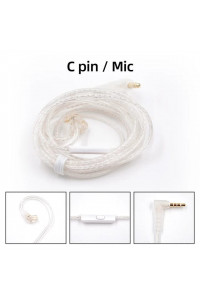 CABLE KZ KZ 3.5mm High Purity Silver Plated Upgrade Earphone Cable Hifi Headset Detachable Cable for KZ Earphones ZEX PRO, ZSN PRO X  - C PIN cable con micrófono