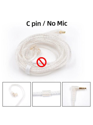 CABLE KZ KZ 3.5mm High Purity Silver Plated Upgrade Earphone Cable Hifi Headset Detachable Cable for KZ Earphones ZEX PRO, ZSN PRO X  - C PIN cable sin micrófono