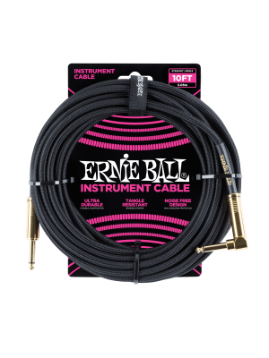 EB6081 - Cable Ernie Ball Para Instrumento 3 metros Bordado Negro C. Plug Dorado